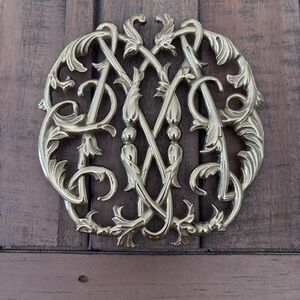 Vintage Virginia Metalcrafters Brass Trivet - Colonial Williamsburg Cypher